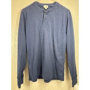 J.Crew Shirt Mens Oarsman Heritage Brushed Rib Knit Henley Navy Blue Size Medium